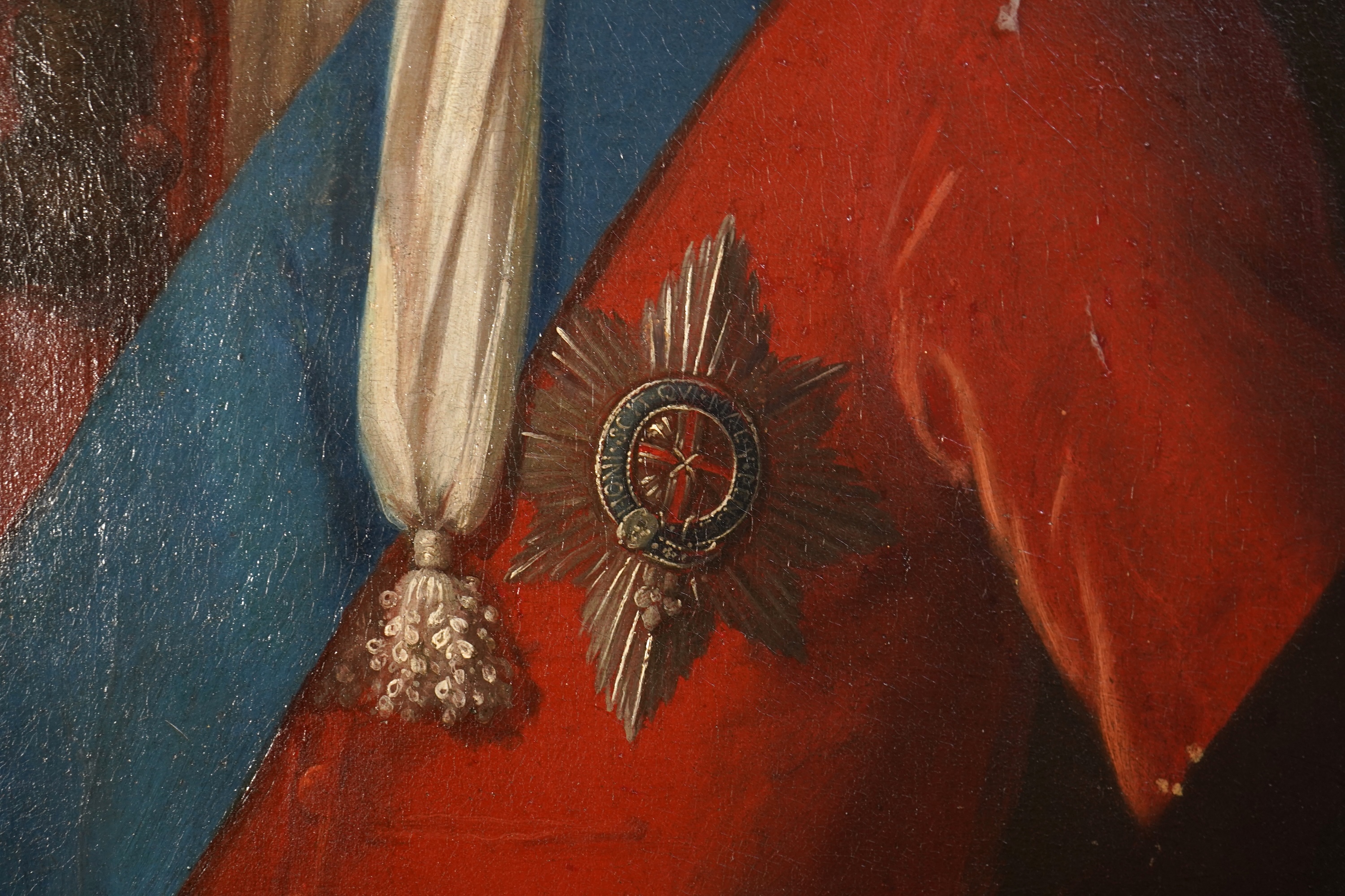 After Sir Godfrey Kneller, 1646-1723, A portrait of King George I wearing the star and ribbon of the garter